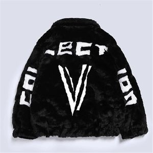 Herrenjacken Winter Unisex Kaninchen Haare Baumwolle Kleidung Hick warmer Fellmantel Lose Nachahmung Nerz Verdickte Jacke 221129