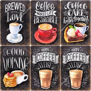 Coffee Vintage Metal Painting Wall Art Shop Garage Pub Cafe Metal Crafone Poster decorativi decorativi 20CMX30CM Woo