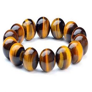 Fashion 16mm Round Natural Yellow Tiger Eye Stone Bracelet