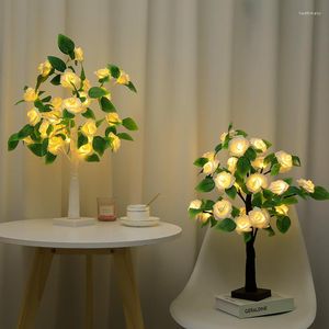 야간 조명 LED 장미 테이블 램프 꽃 나무 요정 귀여운 가벼운 홈 파티 침실 장식 크리스마스 결혼식 선물