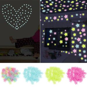 Wall Stickers 100/200 Pcs Stars Sticker Glow In The Dark Luminous For Kids Bedroom Decor Christmas Home Party Gift