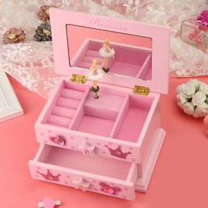 Jewelry Pouches Princess Music Box Ring Bracelets Storage Organizer Case Vinity Dresser Wedding Valentine's Day Musical Gift