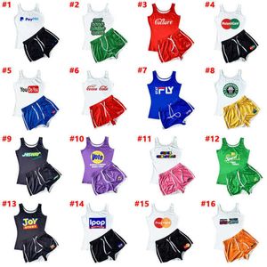 Women Tracksuits Two Piece Set Designer Sexiga bokst￤ver M￶nster Tryckt Suspender Shorts Set Yoga Shorts Set 16 f￤rger