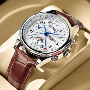 Нарученные часы Top Brand Automatic Watch Luxury Men's Mechanical Dress 40 мм из нержавеющей стали луна Фаза Удостойкость 2022