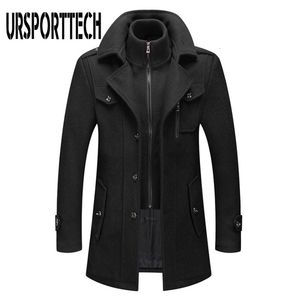 Cappotto invernale da uomo in misto lana tinta unita resistente al freddo da uomo e soprabito doppio colletto casual trench maschile oversize 4XL 221129