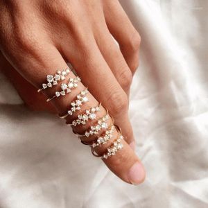 Klusterringar 2022 Decalite CZ Söt Dainty Ring Gold Color Women Fashion Style Knuckle Midi Finger Bijoux Bagues Femme Jewelry