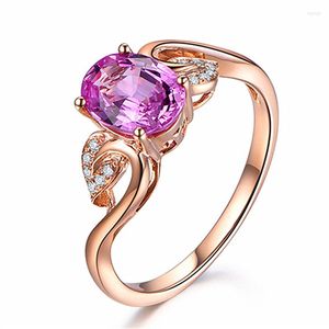 Wedding Rings MOONROCY Cubic Zirconia Crystal Rose Oval Pink CZ Finger Jewelry For Women Girls Gift Drop Wholesale