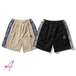 Men's Shorts Needles AWGE ShortsEmbroidered Butterfly Button Stripe Track Breeches Men Women Needles Shorts T221129