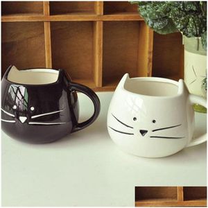 Mugs Exquisite Kitten Cup Originality Glass Couple Tumber Ceramics Lovers Coffee Mug Happy Birthday Gift Arts Crafts Fashion 9 72Ym Dh8Se