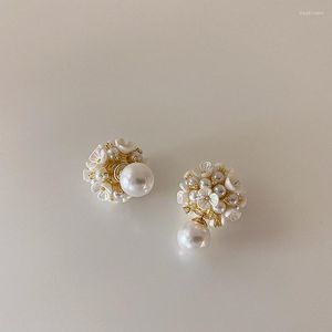 Stud Earrings Fashion Vintage Shell Pearl Flower Sweet Lovely Fairy Ear Delicate Globular Cluster Florets Jewelry