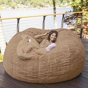 Chair Covers Home Sponge Bed Bean Bag Cover Slipcover Double Bedroom Balcony Large Couch Round Soft Fluffy No Fillings Only