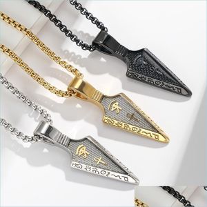 Pendant Necklaces Jewelry Eye Of Horus Anka Spearhead Stainless Steel Necklace Carbon Fiber Titanium Pendant Drop Delivery N Dhgarden Dhgn2