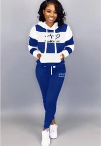 Calças femininas de duas peças 2 conjunto primavera outono treino mulheres moletom impressão hoodies calças sportwear esportes terno com capuz hoodies 221128