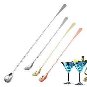 30cm 40cm Stainless steel long spoon Bar Tools stirring Cocktail mixing spoon Coffee milk tea spoons swizzle sticks