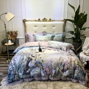 寝具セット鮮やかなリッチな色シックな葉植物4pcsセット