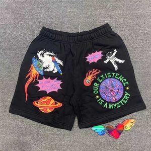 Mens Shorts 2021SS Space Shorts 남성 여성 고품질 탐험 유니버스 우주 비행사 그래픽 반바지 드로링 브리치 클로스 통기성 T221129