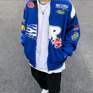 Giacche da uomo American Retro Ricamato Racing Uomo Streetwear Stile Hip Hop Allentato Baseball Unisex Coppia cappotti uomo 221129