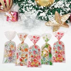 Christmas Decorations Party Favor Gift Santa Claus Transparent Xmas Supplies Cellophane Candy Bags Baking Packaging Cookies Storage
