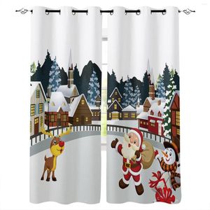 Curtain Christmas Party House Santa Claus Snowman Elk Curtains For Living Room Kids Bedroom Window Drapes Door Decor