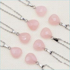 Hänge halsband naturliga kristallsten hjärtform hänge halsband för kvinnor flickälskare party klubbdekor smycken med al dhgarden dhgrj
