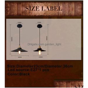 Pendelleuchten Retro Hängeleuchten Loft Runde Pendelleuchte Schwarz Mental Warehouse E27 Beleuchtung Single Led Schlafzimmer Decke Vintage L Dhnmg