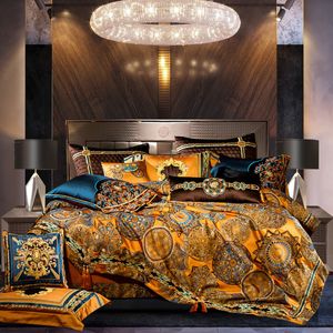 Set di biancheria da letto Villa europea di lusso Broccato Set Ricamo jacquard Copripiumino in cotone egiziano Copriletto Lenzuolo Federe 221129