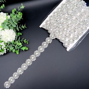 Kemerler jlzxsy 1 yarda çiçek tasarım düğün kristal rhinestone aplike demir, gelin elbise için düzeltme