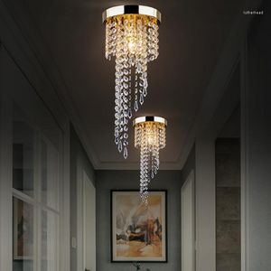 Taklampor Modern Lyster LED Clear Crystal Chandelier Lighting Fixture Pendant Lamp Crystals For Home Aisle Kitchen Vardagsrum