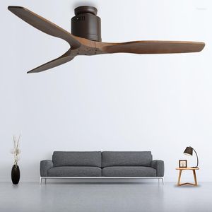 Lampadari Ventilatore da soffitto in legno da 52 pollici in legno con ventilatori telecomandati senza luce Ventilador De Techo a risparmio energetico retrò