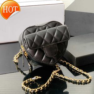 Ladies' Luxury Designer Shoulder Bags 2023 Fashion Classic Mini Lambskin Heart Fanny Pack Texture Silver Chain Rotary Lock Crossbody Bag Factory Direct Sales