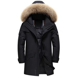 Masculino de casaco de colarinho de pele real de parkas com capuz de casaco de inverno quente 90% pato branco longa parka hight qualidade homem sobretudo 221129