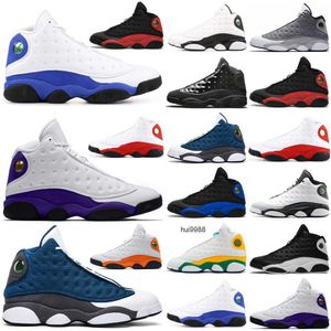 2023 Sapatos de basquete esportes tênis Sapatos Court Purple Game Black Cat Melo sujo criado 13 13s Men, ele recebeu a classe de 2003 tamanho 7-13 Jordon