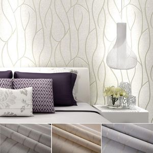 Papéis de parede 3D papel de parede moderno simples padrão listrado sala de estar TV Background Decoração de casa de casa não adesiva autônoma adesiva de parede