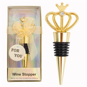 Gold Crown Wedding Favors for Gäster Whisky Wine Bottle Stopper Bruddusch Anniversary Party Retur Gift XBJK2211