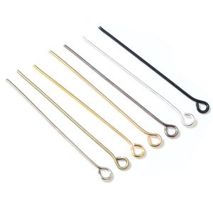 200pcs bag 40mm Eye Head Pins Classic 7 colors Plated Eye Pins For Jewelry Findings Making DIY Supplies