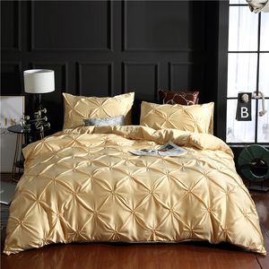 Sängkläder set Rayon Pinch Pleated King Size Däcke Cover Set Luxury Full Twin Queen Pleat Single Double S Satin Bed S 221129