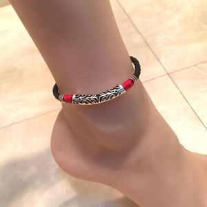 Anklets Mens kvinnors par läderrep ankeln armband barfota sandal strandkedja ornament fötter smycken