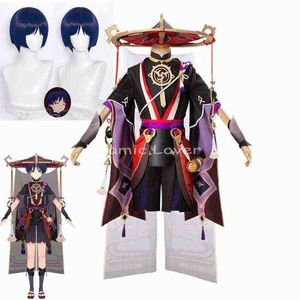 Genshin Impact Scaramouche Cosplay Trajes Terno de jogo Batlle Roupet Unifal Wig Halloween Party Dress New J220712 J220713