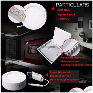Led Panel Lights 6W 12W 18W 25W Round Square Surface Mounted Light Downlight Lighting Ceiling 110240V Drop Delivery Dh7Jn