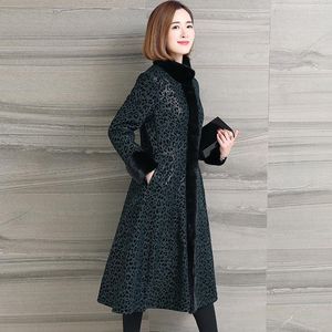 Frauen Leder Echt Jacke Winter Frauen Kragen Schaffell Mantel Weiblichen Koreanischen Lange Mäntel Plus Größe MY