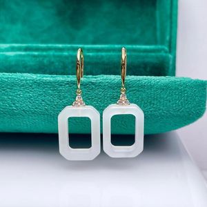 Baumelnde Ohrringe Shilovem 18 Karat Gelbgold, natürlicher weißer Jaspis, Tropfen, feiner Schmuck für Damen, trendig, Jahrestag, Weihnachten, Myme1216885hby