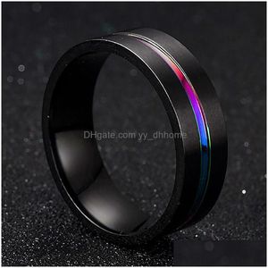 Band Rings Fashion Carbon Black Men Ring Titanium Wedding Rings For Women Colorf Band Plated Stainless Steel Jewelry Drop Delivery Dhprf