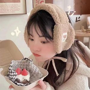 Winter Korea Mulheres fofas de pluxusffos de fones de ouvido tampa de ouvido de forma de lda de orelha para cima Muffs de orelha ￠ prova de vento Girls Girls Ear mais quente