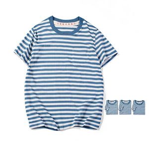 Men's T-Shirts Japanese Retro Blue Striped T Shirt Mens Cotton Casual Tshirts Men Summer Streetwear Sailor Dress Unisex Oversized Breton Tops T221130