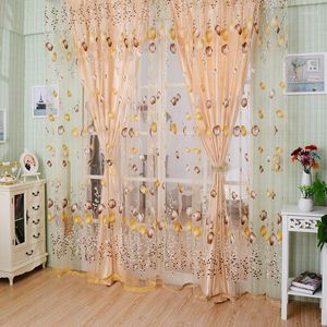 Curtain Colorful Floral Flower Tulip Tulle Curtains Window Voile Room Divider Home Decoration Living Bedroom 2m 1m