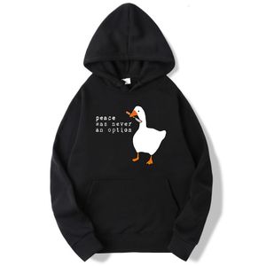 Herrtröjor tröjor Autumn Winter Sudadera Hombre Peace var aldrig ett alternativ Goose Hoodie unisex huvor för kvinnor 221130