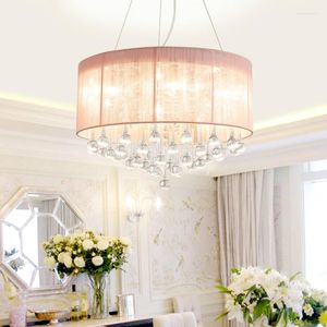 Pendant Lamps Bedroom Dining Room Decoration Lamp LED Living Warm Chandelier Fabric Crystal Modern LB12077