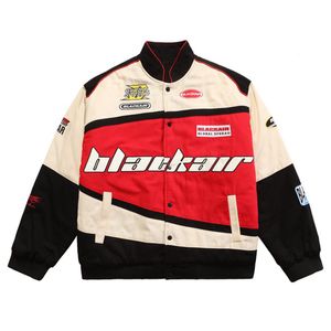 Jackets masculinos homens lac￭veis homens homens hip hop casaco de beisebol do time do col￩gio Blackair Racing Bordado Outwear Tops de rua de rua Spring 221130