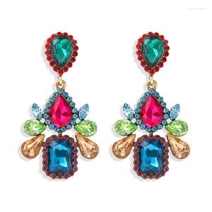 Dangle Earrings Multi Colorful Crystal Statement For Women Vintage Hyperbole Jewelry Rhinestone Waterdrop Earring Brincos