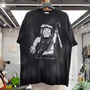 Men's T-Shirts Washed Toy King print hand-painted short-sleeved T-shirt man T221130